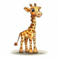 Giraffe 2d Karikatur Vektor Illustration auf Weiß Hintergrund foto