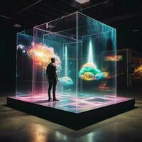 holographisch Horizonte vorstellen ein Welt wo holographisch pr foto