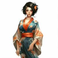 Kimono 2d Karikatur illustraton auf Weiß Hintergrund hoch qua foto