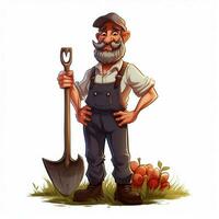 Mann Farmer 2d Karikatur illustraton auf Weiß Hintergrund hoch foto