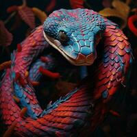 faszinierend Schlange mit ein beschwingt gemustert Haut foto