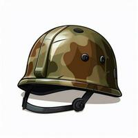 Militär- Helm 2d Karikatur illustraton auf Weiß Hintergrund foto