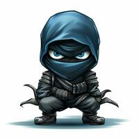 Ninja 2d Karikatur illustraton auf Weiß Hintergrund hoch Qual foto