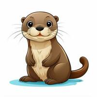 Otter 2d Karikatur Vektor Illustration auf Weiß Hintergrund h foto