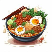 Ramen 2d Vektor Illustration Karikatur im Weiß Hintergrund h foto