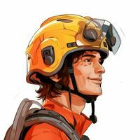 Rettung Arbeitskräfte Helm 2d Karikatur illustraton auf Weiß zurück foto