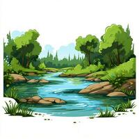 Fluss 2d Karikatur Vektor Illustration auf Weiß Hintergrund h foto