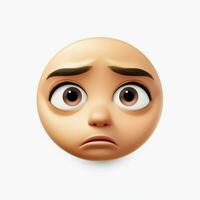 traurig aber erleichtert Gesicht Emoji auf Weiß Hintergrund hoch Quali foto