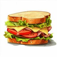 Sandwich 2d Karikatur Vektor Illustration auf Weiß Hintergrund foto