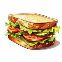 Sandwich 2d Karikatur Vektor Illustration auf Weiß Hintergrund foto