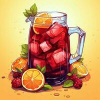 Sangria 2d Karikatur Vektor Illustration auf Weiß Hintergrund foto