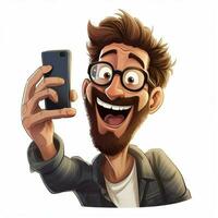 Selfie 2d Karikatur illustraton auf Weiß Hintergrund hoch qua foto