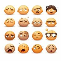 schläfrig Gesichter Emojis 2d Karikatur Vektor Illustration auf weiß foto