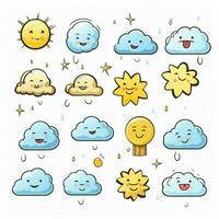 Himmel und Wetter Emojis 2d Karikatur Vektor Illustration auf w foto