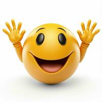 lächelnd Gesicht mit öffnen Hände Emoji auf Weiß Hintergrund hoch foto