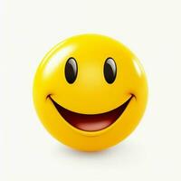 lächelnd Gesicht Emoji auf Weiß Hintergrund hoch Qualität 4k hdr foto