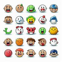 Sport Emojis 2d Karikatur Vektor Illustration auf Weiß zurück foto