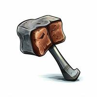 Steak Hammer 2d Karikatur illustraton auf Weiß Hintergrund Hallo foto