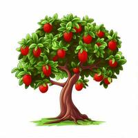 Erdbeere Baum 2d Karikatur Vektor Illustration auf Weiß ba foto