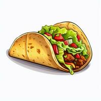 Taco 2d Karikatur Vektor Illustration auf Weiß Hintergrund Hallo foto