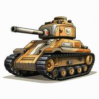 Panzer 2d Karikatur Vektor Illustration auf Weiß Hintergrund Hallo foto