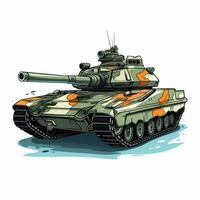 Panzer 2d Karikatur Vektor Illustration auf Weiß Hintergrund Hallo foto