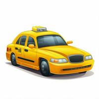 Taxi 2d Karikatur Vektor Illustration auf Weiß Hintergrund Hallo foto