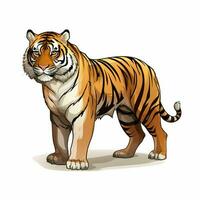 Tiger 2d Karikatur Vektor Illustration auf Weiß Hintergrund h foto