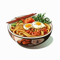 Udon 2d Vektor Illustration Karikatur im Weiß Hintergrund Hallo foto