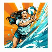 Volleyball 2d Karikatur Vektor Illustration auf Weiß backgro foto