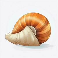 Wellhornschnecke 2d Vektor Illustration Karikatur im Weiß Hintergrund h foto