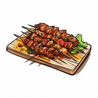 Yakitori 2d Vektor Illustration Karikatur im Weiß Hintergrund foto