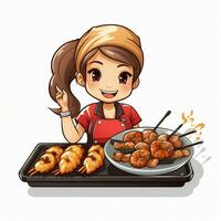 Yakitori 2d Vektor Illustration Karikatur im Weiß Hintergrund foto