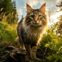 Foto von Katze voll Schuss hoch Qualität hdr 16k Ultra hd wild