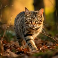 Foto von Katze voll Schuss hoch Qualität hdr 16k Ultra hd wild