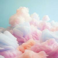ein Baumwolle Süßigkeiten bunt Hintergrund mit flauschige Wolken foto