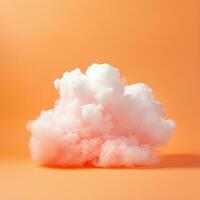 ein Baumwolle Süßigkeiten Orange Hintergrund mit flauschige Wolken foto