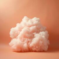 ein Baumwolle Süßigkeiten Orange Hintergrund mit flauschige Wolken foto