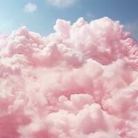 ein Baumwolle Süßigkeiten Rosa Hintergrund mit flauschige Wolken foto