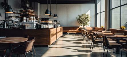 Holz Cafe Kaffee Geschäft Restaurant, ai generativ foto
