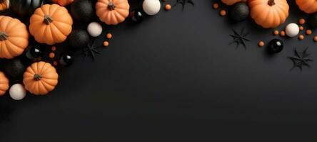 Halloween Pupmkin fallen Herbst Flatlay Hintergrund, ai generativ foto