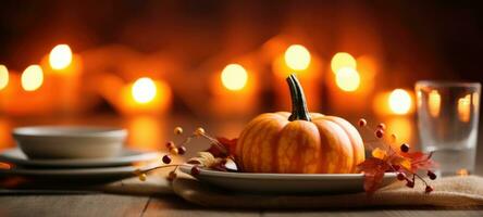 Halloween, Herbst Tabelle Einstellungen, ai generativ foto