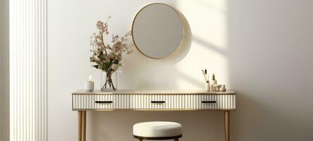elegant minimalistisch Nichtigkeit Schemel Innere Zuhause Badezimmer, ai foto