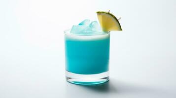 Foto von ein Blau Lagune Cocktail trinken isoliert auf Weiß Hintergrund. generativ ai