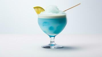 Foto von ein Blau Lagune Cocktail trinken isoliert auf Weiß Hintergrund. generativ ai