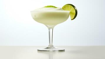 Foto von ein gefroren Margarita trinken isoliert auf Weiß Hintergrund. generativ ai