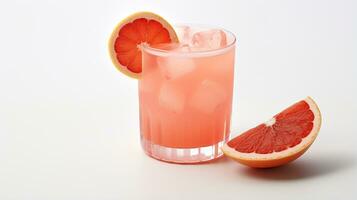 Foto von ein Grapefruit Schorle trinken isoliert auf Weiß Hintergrund. generativ ai