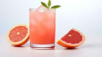 Foto von ein Grapefruit Schorle trinken isoliert auf Weiß Hintergrund. generativ ai