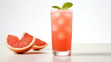 Foto von ein Grapefruit Schorle trinken isoliert auf Weiß Hintergrund. generativ ai
