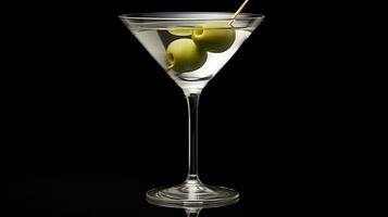 Foto von ein Martini isoliert auf eben schwarz Hintergrund. generativ ai